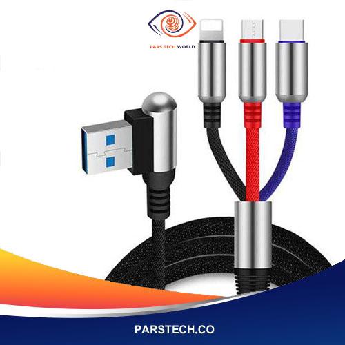 کابل تبدیل USB به لایتنینگ/USB-C/microUSB وایکینگز مدل aio-100|پارس تک